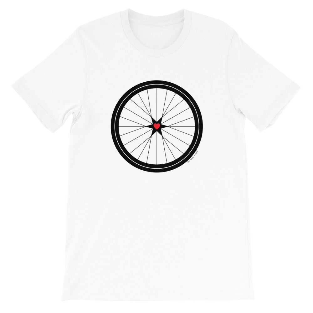 Image of BICYCLE LOVE - Short-Sleeve Unisex T-Shirt -white COLOR OPTION by Art Love Friend.