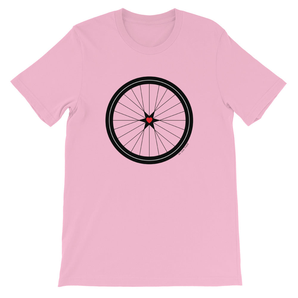 Image of BICYCLE LOVE - Short-Sleeve Unisex T-Shirt - lilac COLOR OPTION by Art Love Friend.