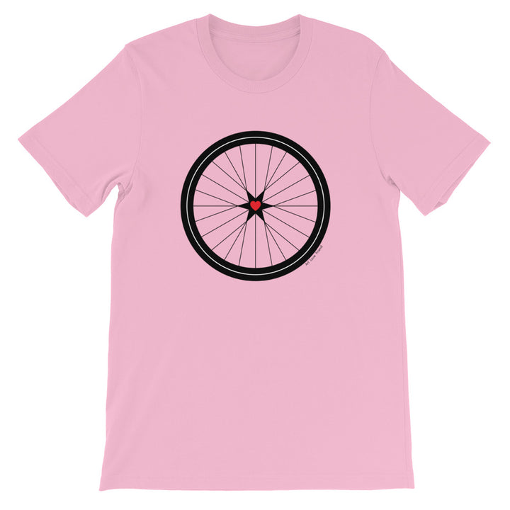 Image of BICYCLE LOVE - Short-Sleeve Unisex T-Shirt - lilac COLOR OPTION by Art Love Friend.