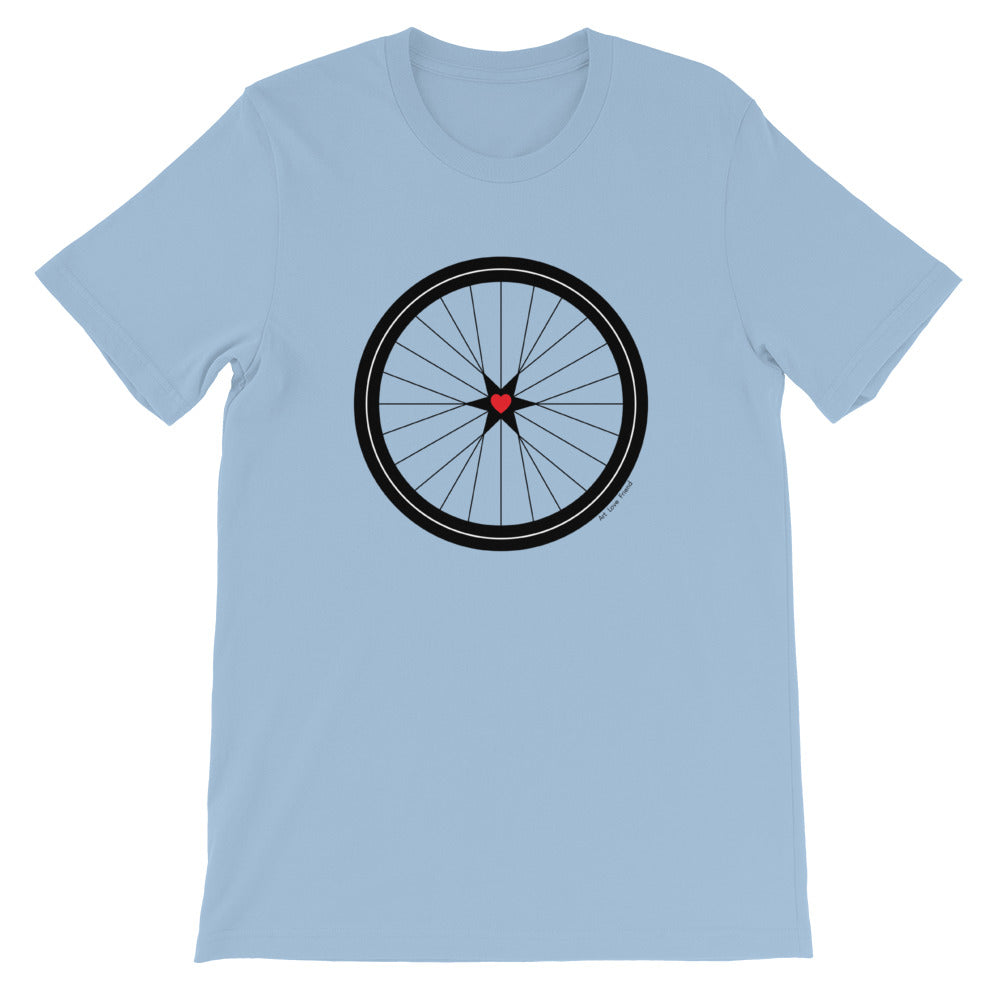 Image of BICYCLE LOVE - Short-Sleeve Unisex T-Shirt - light blue COLOR OPTION by Art Love Friend.