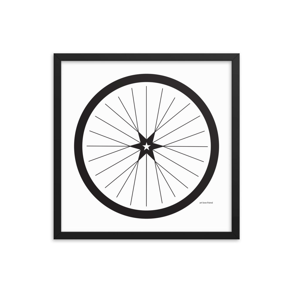Image of BICYCLE LOVE - Shining Star Wheel Framed Poster - 18 x 18 SIZE OPTION by Art Love Friend.