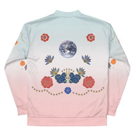 LETS ALL BE FRIENDS PINK & BLUE Bomber Jacket product image, back view