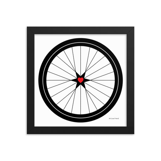 Image of BICYCLE LOVE - Star Heart Wheel Framed poster - 10 x 10 SIZE OPTION by Art Love Friend.