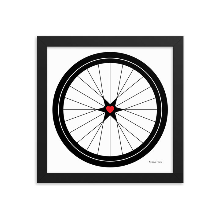 Image of BICYCLE LOVE - Star Heart Wheel Framed poster - 10 x 10 SIZE OPTION by Art Love Friend.