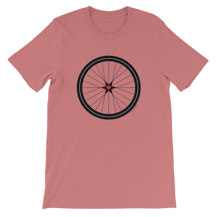 Image of BICYCLE LOVE - Short-Sleeve Unisex T-Shirt - mauve COLOR OPTION by Art Love Friend.