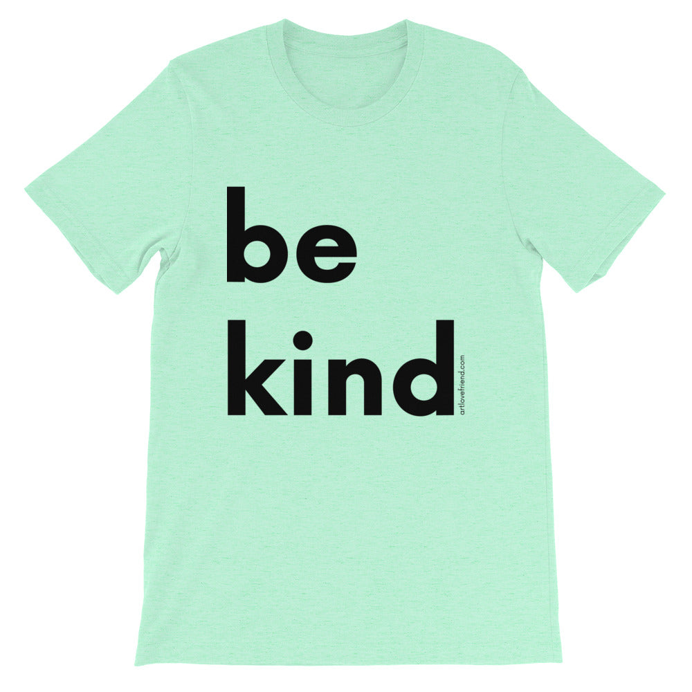 Image of be kind - Black Letters - Adult Short-Sleeve Unisex T-Shirt - HEATHER MINT COLOR OPTION.