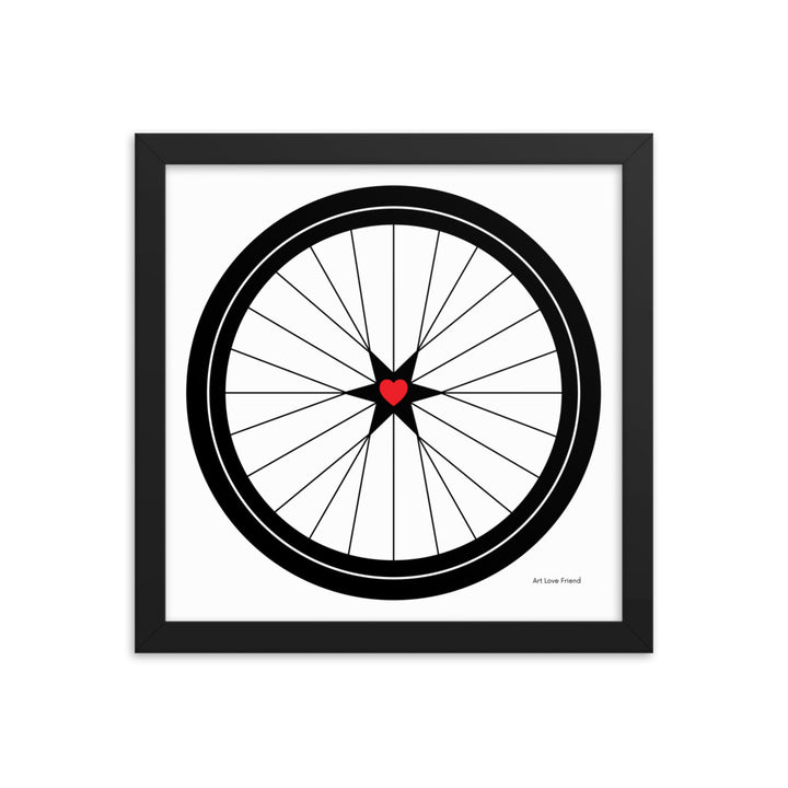 Image of BICYCLE LOVE - Star Heart Wheel Framed poster - 12 x 12 SIZE OPTION by Art Love Friend.