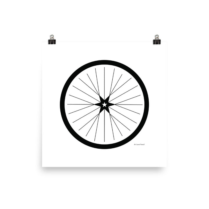 Image of BICYCLE LOVE - Shining Star Wheel Poster - 18 x 18 SIZE OPTION by Art Love Friend.