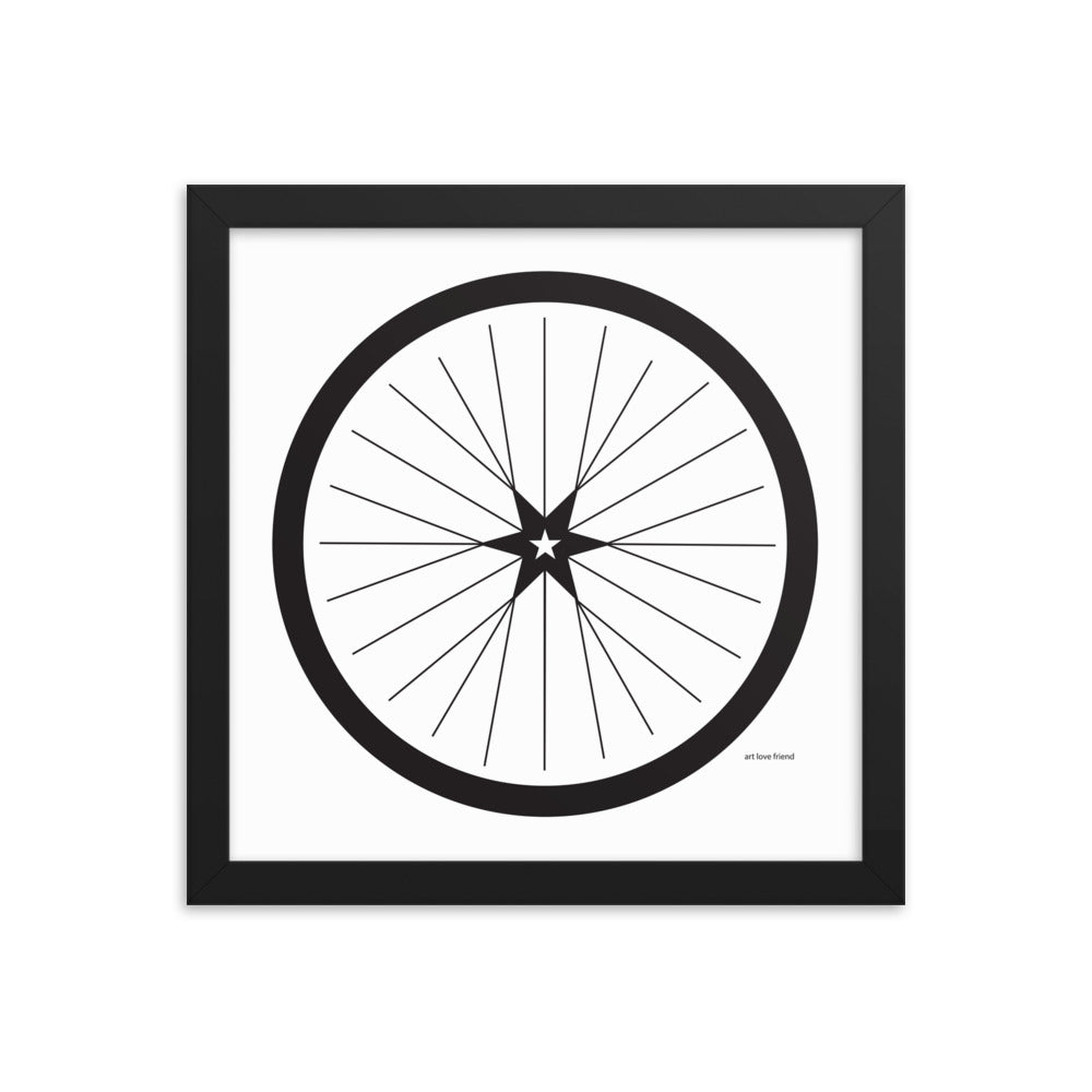 Image of BICYCLE LOVE - Shining Star Wheel Framed Poster - 12 x 12 SIZE OPTION by Art Love Friend.