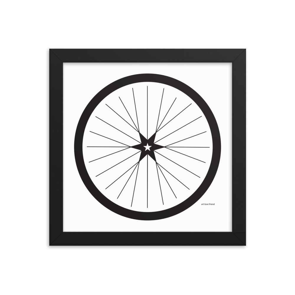 Image of BICYCLE LOVE - Shining Star Wheel Framed Poster - 10 x 10 SIZE OPTION by Art Love Friend.