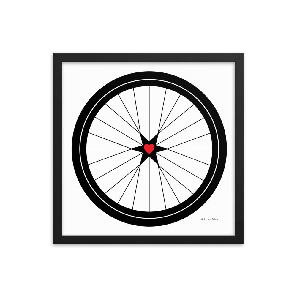 Image of BICYCLE LOVE - Star Heart Wheel Framed poster - 16 x 16 SIZE OPTION by Art Love Friend.