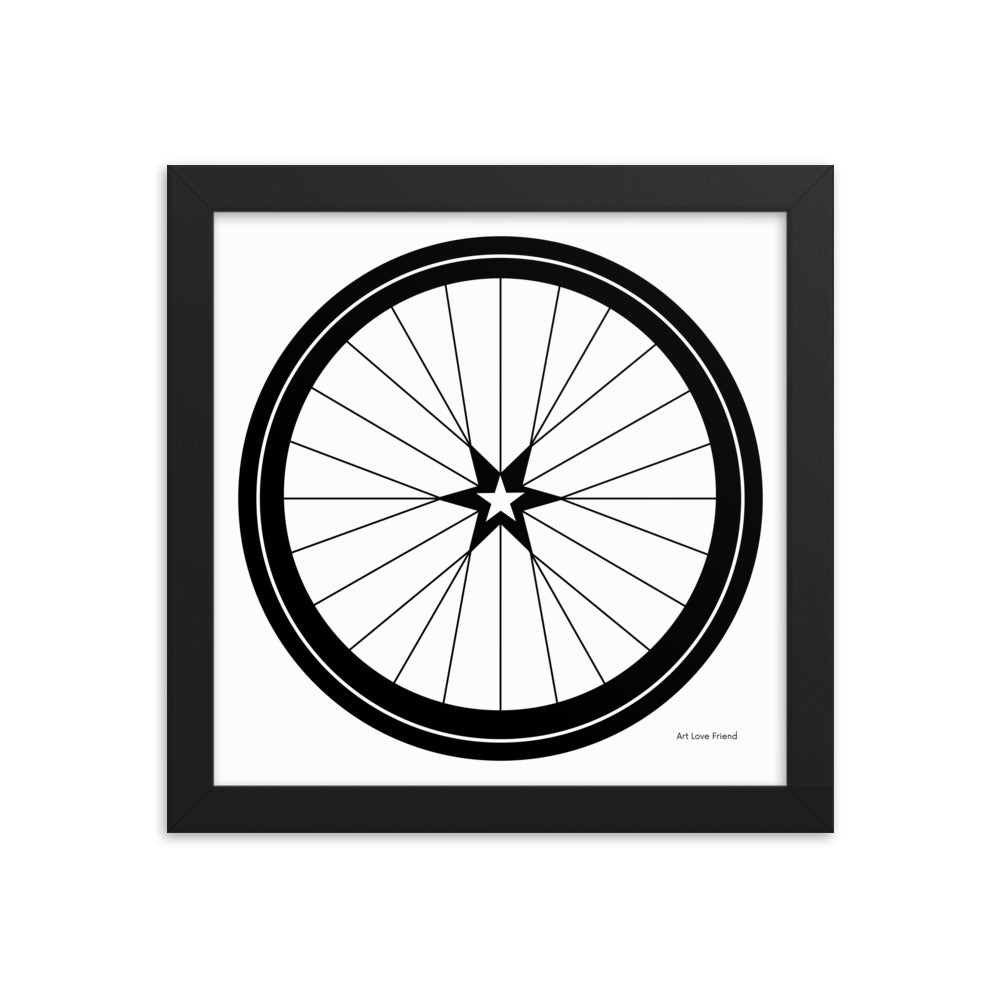 Image of BICYCLE LOVE - Star Wheel Framed poster - 10 x 10 SIZE OPTION by Art Love Friend.
