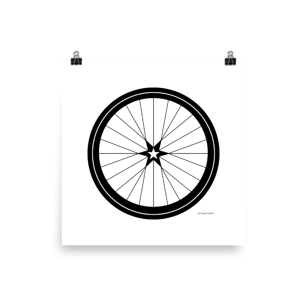 Image of BICYCLE LOVE - Star Wheel poster - 18 x 18 SIZE OPTION by Art Love Friend.