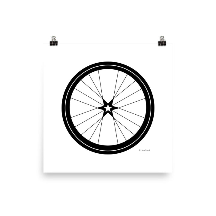 Image of BICYCLE LOVE - Star Wheel poster - 18 x 18 SIZE OPTION by Art Love Friend.