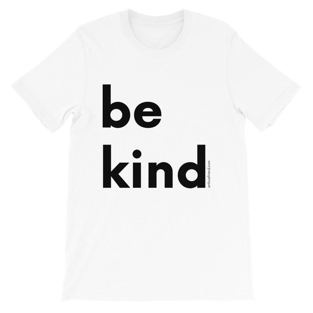 Image of be kind - Black Letters - Adult Short-Sleeve Unisex T-Shirt - WHITE COLOR OPTION.