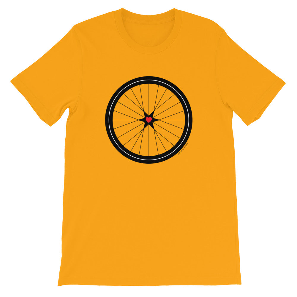 Image of BICYCLE LOVE - Short-Sleeve Unisex T-Shirt - burnt gold COLOR OPTION by Art Love Friend.