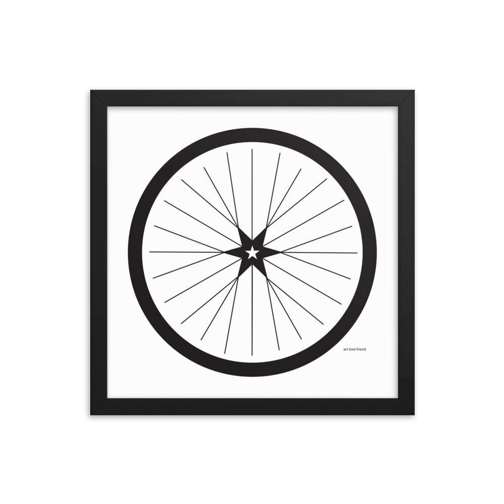 Image of BICYCLE LOVE - Shining Star Wheel Framed Poster - 14 x 14 SIZE OPTION by Art Love Friend.