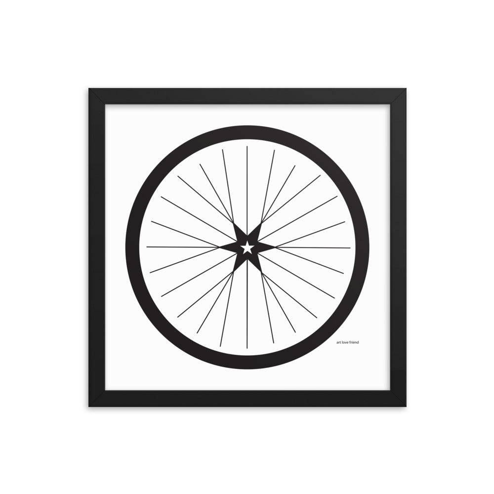Image of BICYCLE LOVE - Shining Star Wheel Framed Poster - 14 x 14 SIZE OPTION by Art Love Friend.