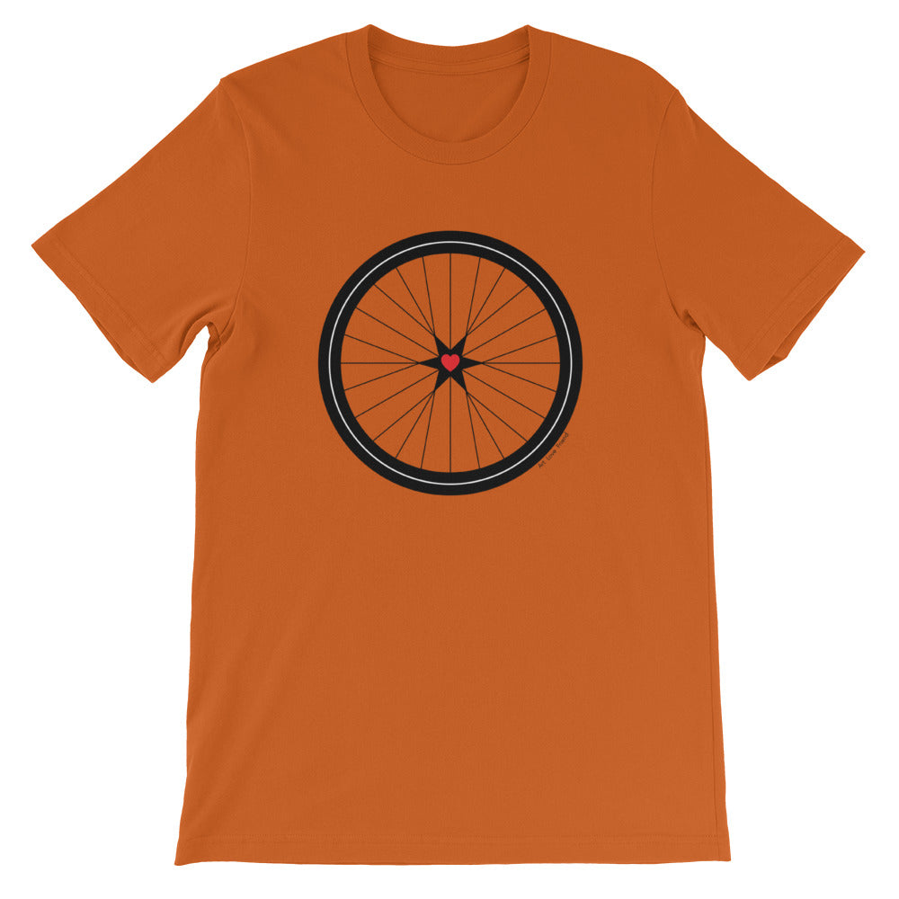 Image of BICYCLE LOVE - Short-Sleeve Unisex T-Shirt - autumn COLOR OPTION by Art Love Friend.