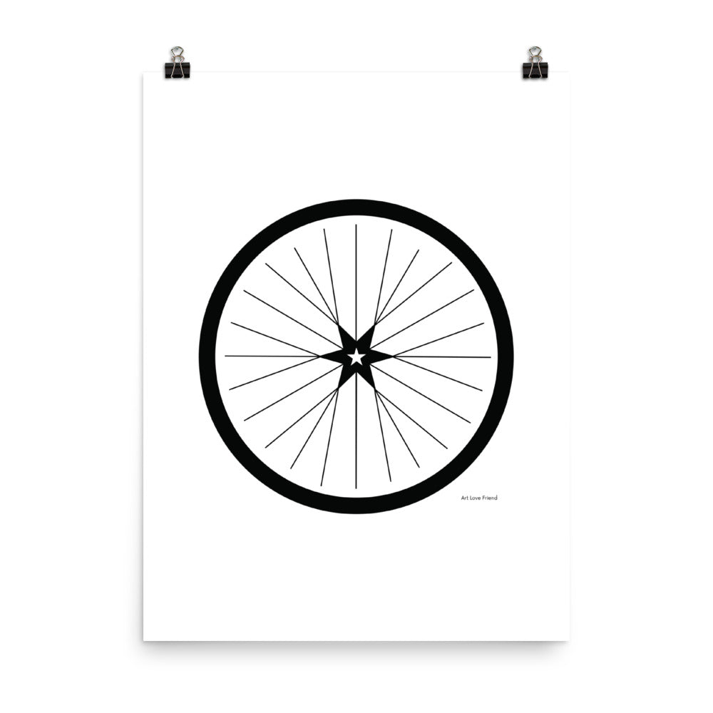 Image of BICYCLE LOVE - Shining Star Wheel Poster - 18 x 24 SIZE OPTION by Art Love Friend.