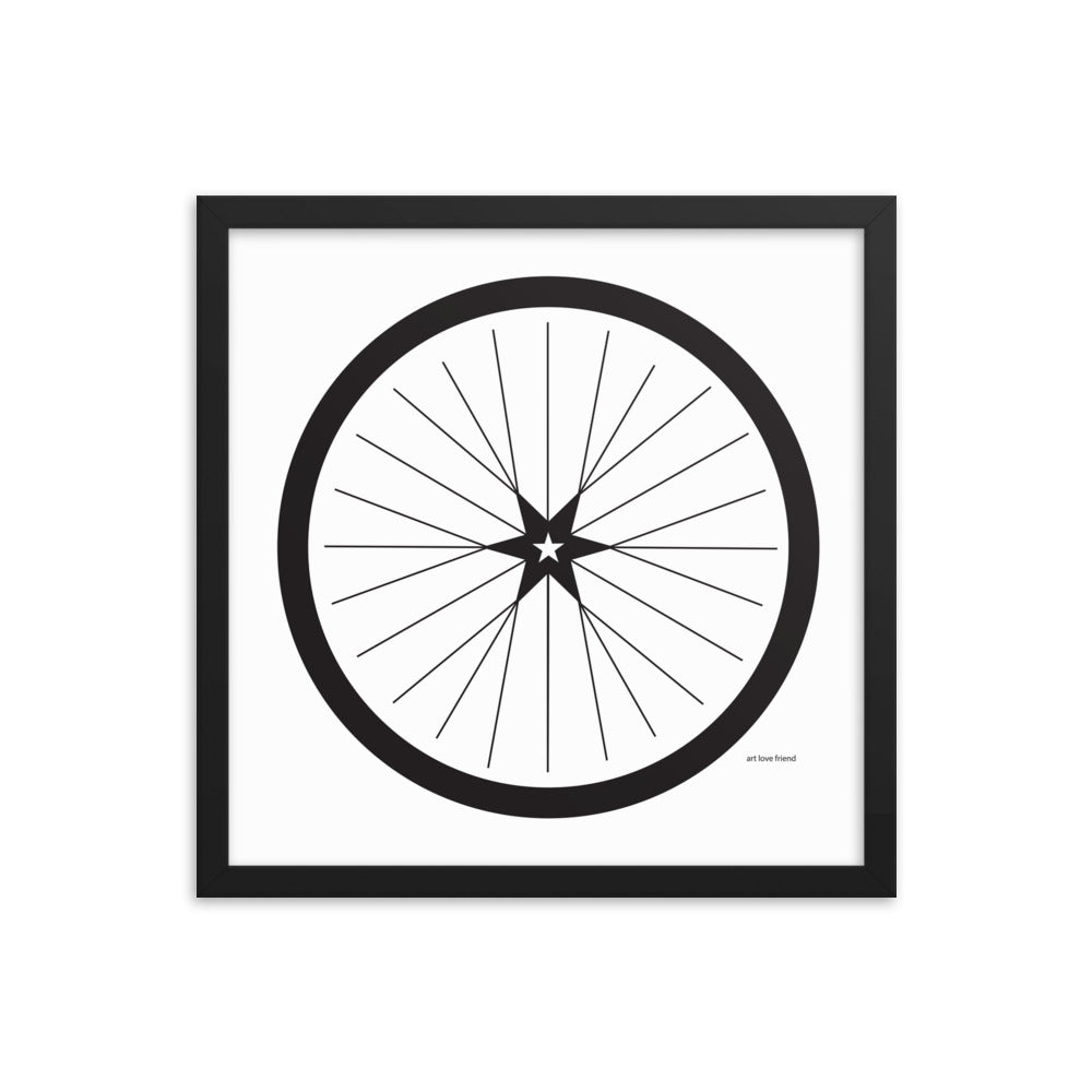 Image of BICYCLE LOVE - Shining Star Wheel Framed Poster - 16 x 16 SIZE OPTION by Art Love Friend.
