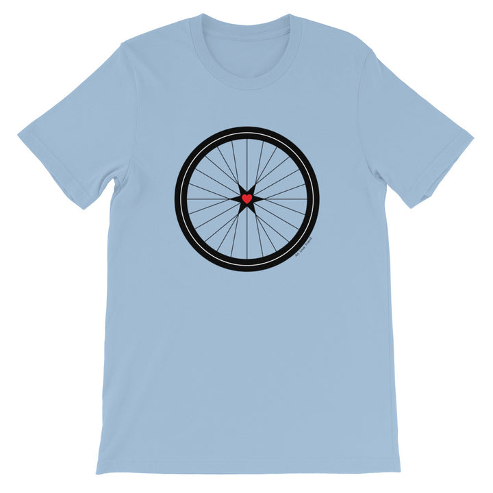 Image of BICYCLE LOVE - Short-Sleeve Unisex T-Shirt - light blue COLOR OPTION by Art Love Friend.