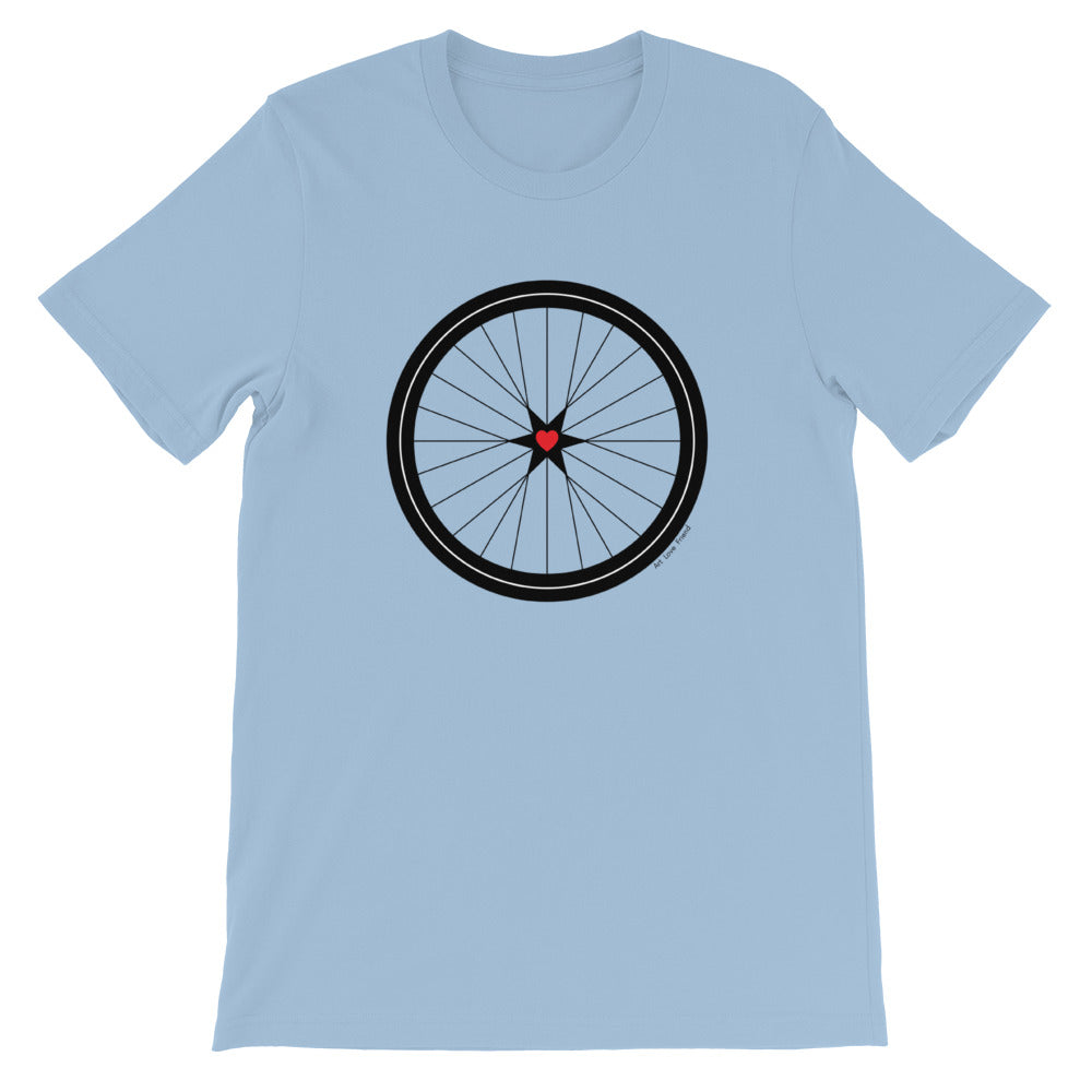 Image of BICYCLE LOVE - Short-Sleeve Unisex T-Shirt - light blue COLOR OPTION by Art Love Friend.
