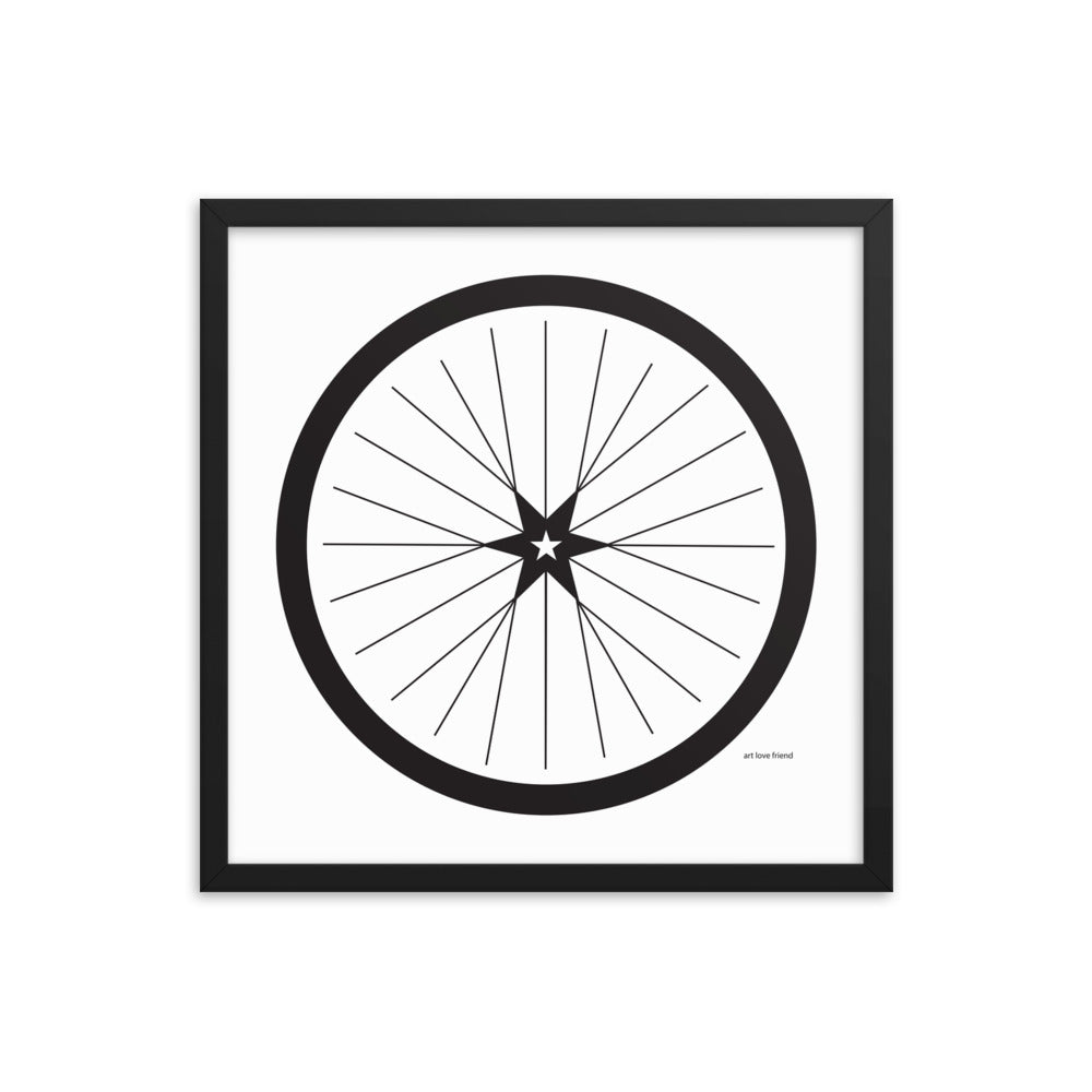Image of BICYCLE LOVE - Shining Star Wheel Framed Poster - 18 x 18 SIZE OPTION by Art Love Friend.