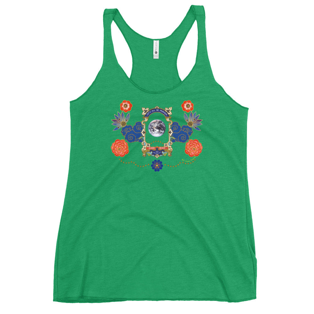 LETS ALL BE FRIENDS Women's Racerback Tank